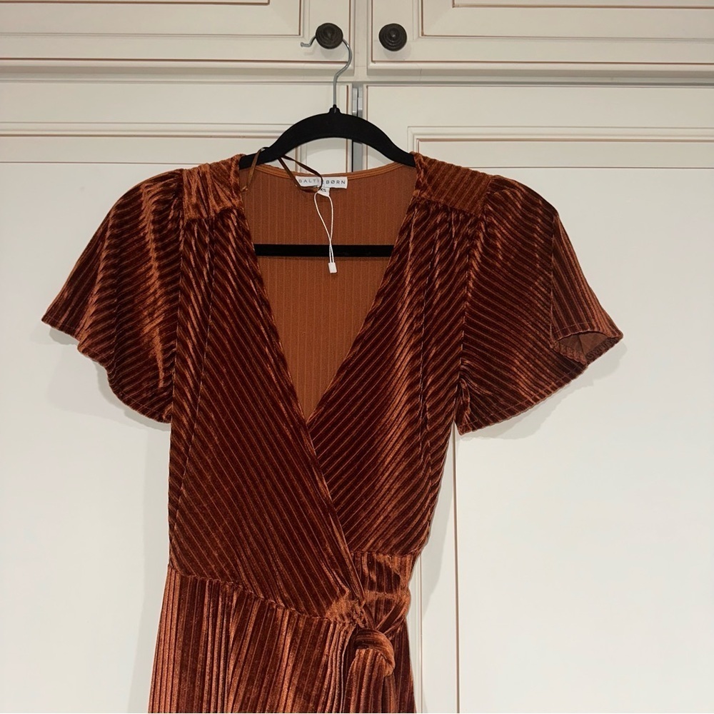 Baltic Born Andi Ribbed Velvet Wrap Dress in Copper Bump Friendly (D4) - Picture 2 of 8